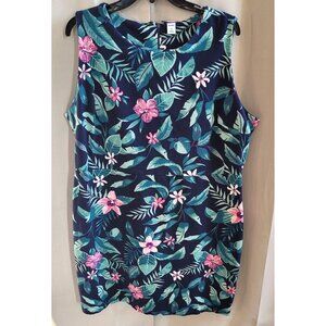OLd Navy Women Dress Size XXL Floral Tropical Vacation Knit Cotton Stretch 17445